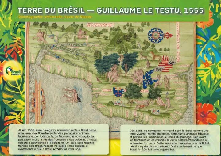 Terre du Brésil — Le Testu, 1555 — painel da exposição Brasil Art&Co