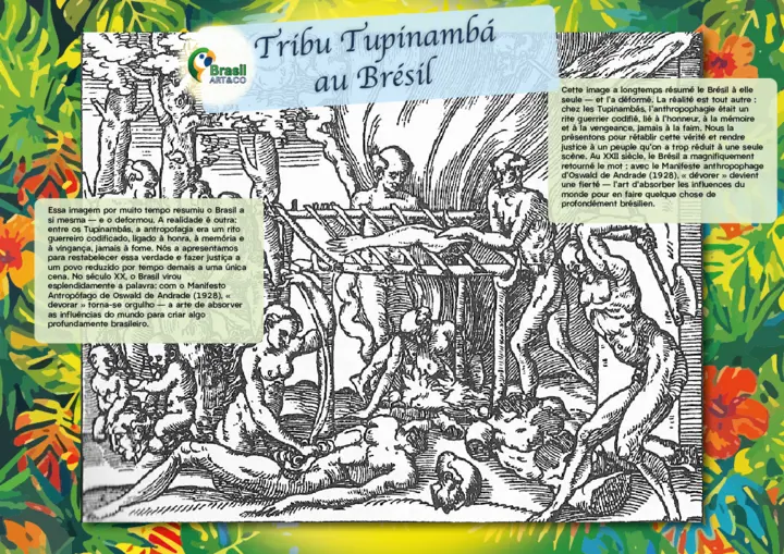 Tribu Tupinambá au Brésil — painel da exposição Brasil Art&Co